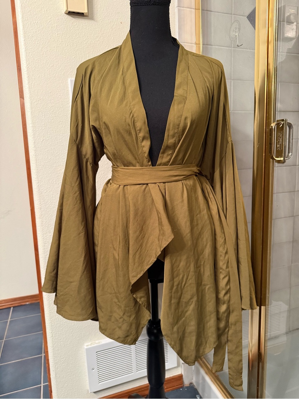 Boohoo Olive Green Asymmetrical Wrap Dress